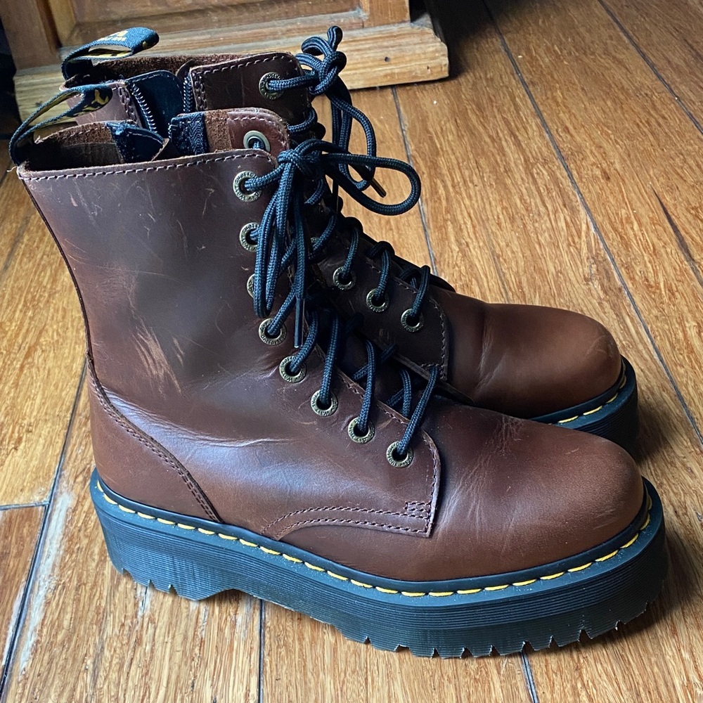 Dr. Martens Brown Combat Boots - Picture 3 of 6